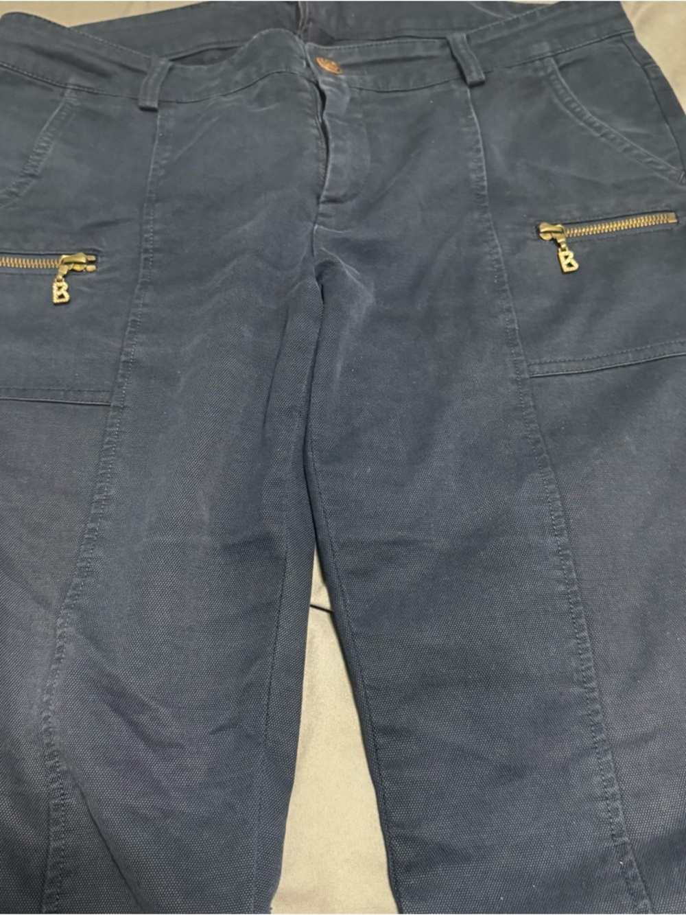 Bogner Dark Blue Chinos with Gold B-Zipper Accents